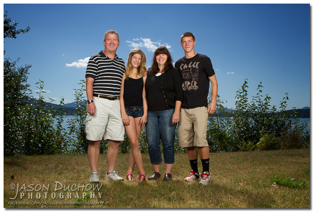 Family photo with Lake Pend Orielle in the background