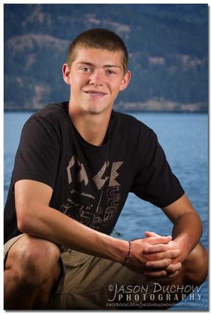 Sandpoint Senior Photo with Lake Pend Orielle in the background