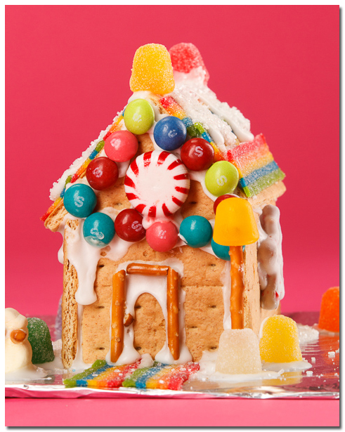 Ginger Bread House with pink background