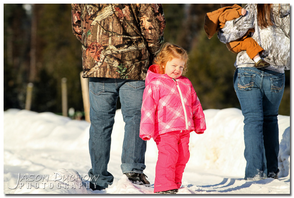 Family Photo in the snow by Newport, Coeur d'Alene, Sandpoint, Priest River photographer Jason Duchow