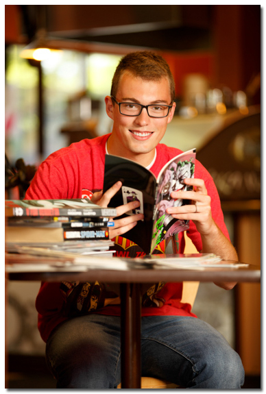 senior photo at Kokanee Coffee