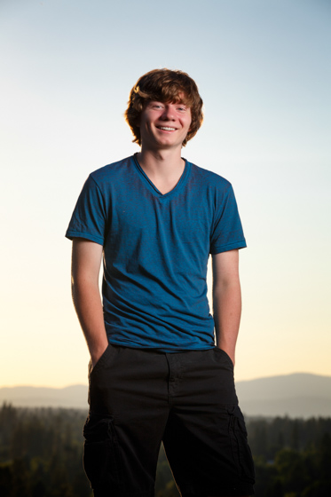 Senior photos of Connor from the Moscow High School class of 2014 taken in Coeur d'Alene Idaho