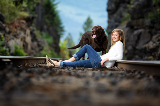 senior portrait with family pet