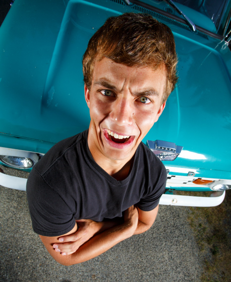 Intentionally goofy portraits called Bobble Head Portraits taken by Jason Duchow with a wide angle lens on a full frame camera.