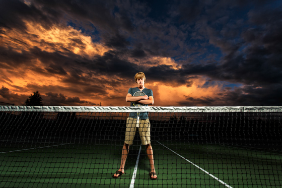 Amazing sunset for this tennis themed senior portrait